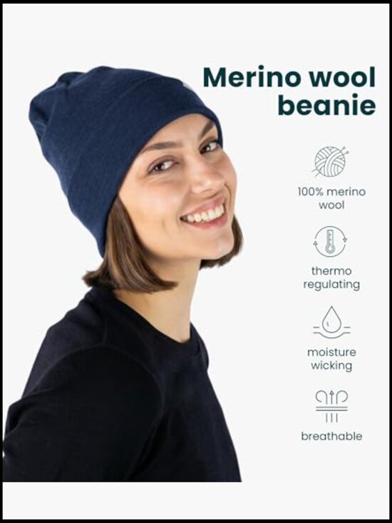100% Merino Wool Beanie Hat - Unisex Skull Cap - 2-Pack with  display picture 1